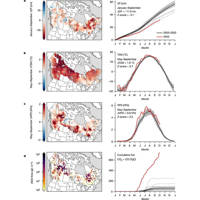 This is figure 2, which shows the Canadian forests climate anomalies for 2023 relative to 2003–2022 mean.
