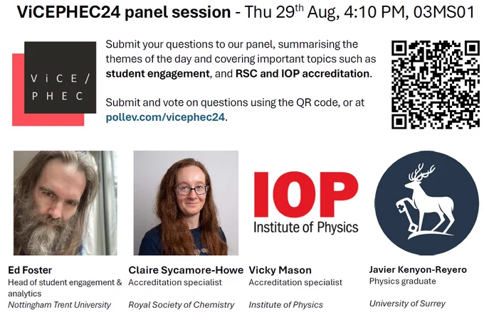 Panel session poster with the URL above. Panel members Ed Foster, Claire Sycamore-Howe, Vicky Mason and Javier Kenyon-Reyero.