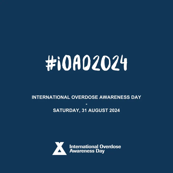 "On a white background it says Together We Can. in dark blue text in a purple brushed circle outline. Below in dark blue it says International Overdose Awareness Day - August 31st 2024.

The next slide is a dark blue background in white text it says #iOAD2024. Below it says International Overdose Awareness Day - Saturday, 31 August 2023. At the bottom there is the Intern atonal Overdose Awareness Day."