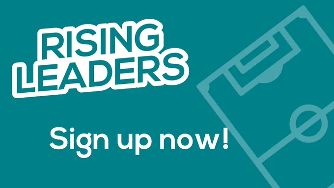 Graphic contains Rising Leaders logo and reads sign up now!