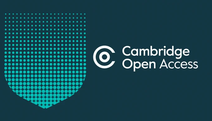 Logo of Cambridge Open Access featuring a stylized Cambridge blue shield dotted pattern on the left  on a dark Cambridge blue background.
