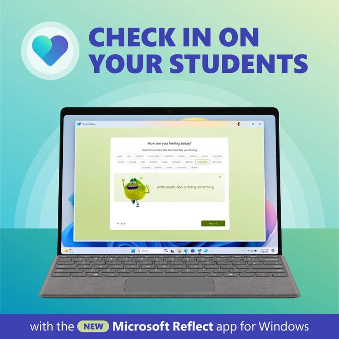 Check in on your students with the new Microsoft Reflect app for Windows