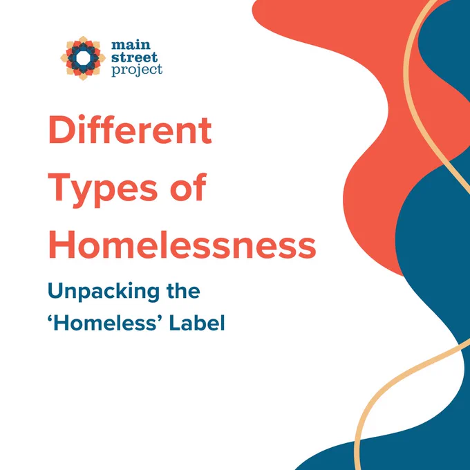 Image with text that reads "Different types of Homelessness. Unpacking the 'Homeless' Label"