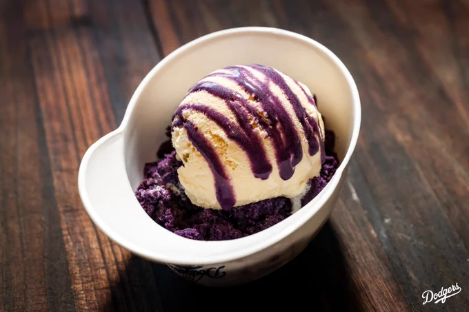 Ube Bread Pudding in a soft serve helmet: The Sweet Spot Field 46