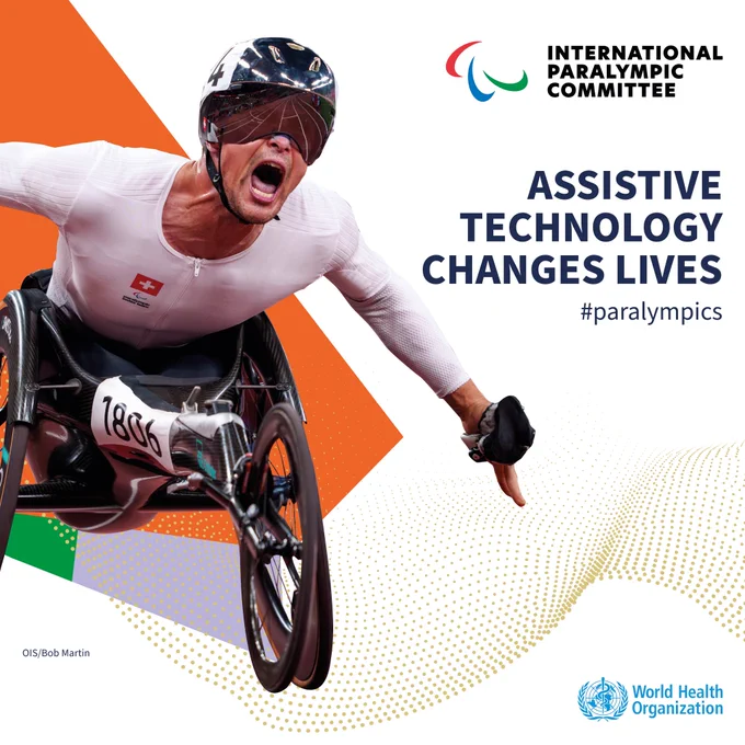 Picture of Marcel Hug, a Paralympic athlete from Switzerland, competing in category T54 wheelchair racing events. Hug, nicknamed 'The Silver Bullet', looks thrilled as he is winning the race.