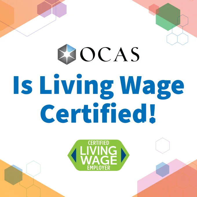Image by OCAS/ontariocolleges.ca: OCAS os living wage certified! (Text Graphic)