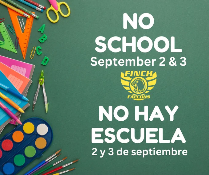 No School September 2 and 3
