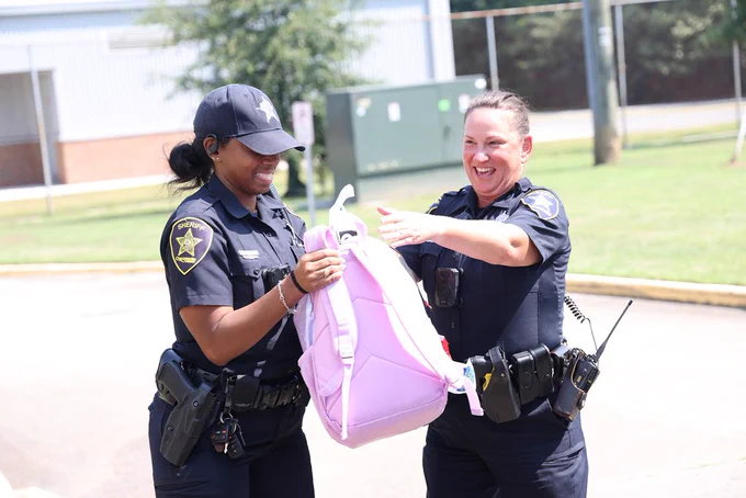 Teacher supply donation by Sherriff's Office