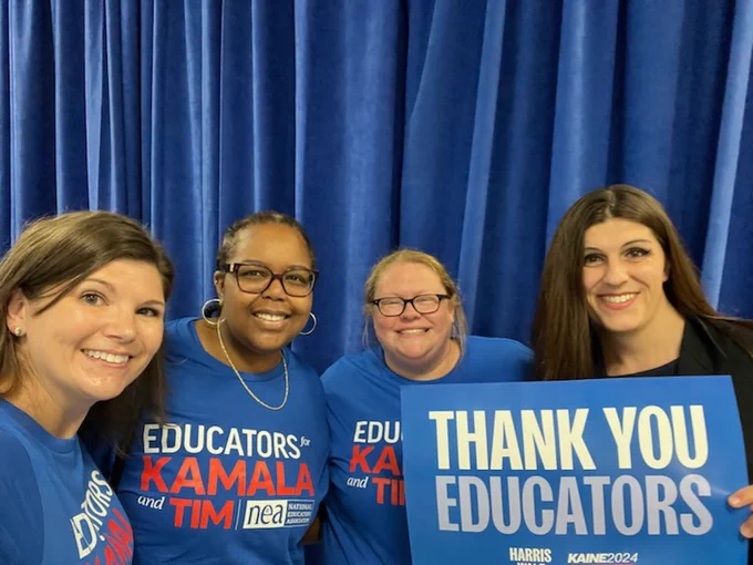 Danica with educators for Harris.