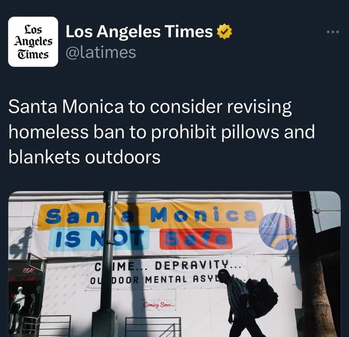 Santa Monica to consider revising homeless ban to prohibit pillows and blankets outdoors 