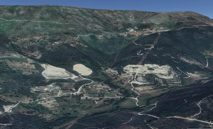 Image: The Alvarrões mine via Google Earth