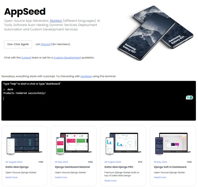 Open-Source App Generator, Starters (different languages), AI Tools, Software Auto-Healing, Dynamic Services, Deployment Automation and Custom Development Services. 