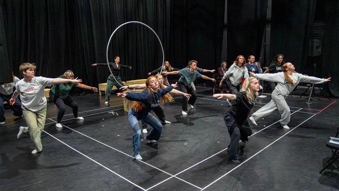 The phenomenal students from CAPA College rehearsing movement onstage for Sanctuary 