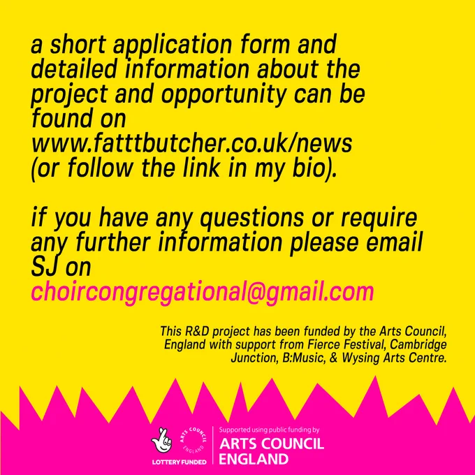 if you have any questiosn or require any further information please email SJ on choircongregational@gmail.com 