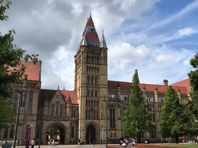 The photo shows the University of Manchester.
