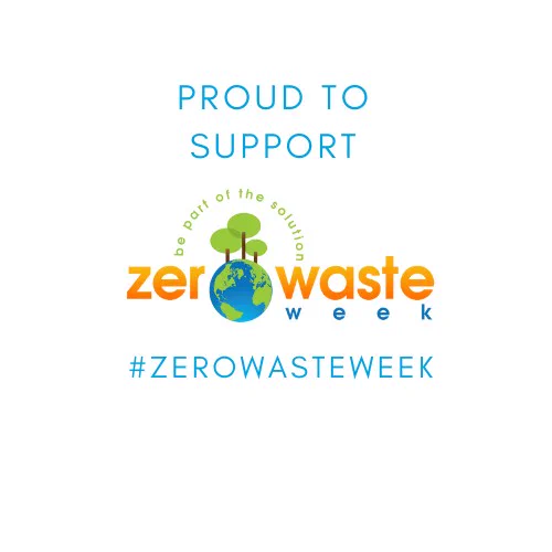 A small globe with trees growing out of it. With the words proud to support Zero waste week. #zerowasteweek
