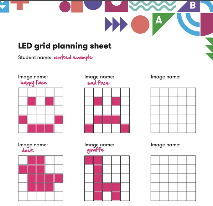 Example of an LED planning sheet to use with pupils.