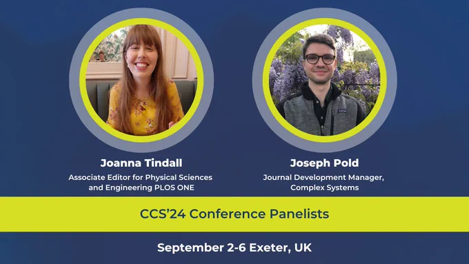 Joanna Tindall and Joseph Pold, smiling in individual portraits, featured as CCS24 Conference Panelists, September 2-6 in Exeter, UK.