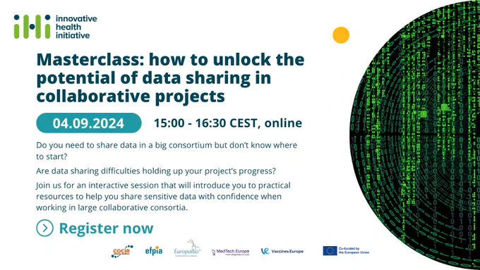 Masterclass: how to unlock the potential of data sharing in collaborative projects
04.09.2024 15:00-16:30 CEST, online
Do you need to share data in a big consortium but don't know where to start?
Are data sharing difficulties holding up your project's progress?
Join us for an interactive session that will introduce you to practical resources to help you share sensitive data with confidence when working in large collaborative consortia.
Register now.
