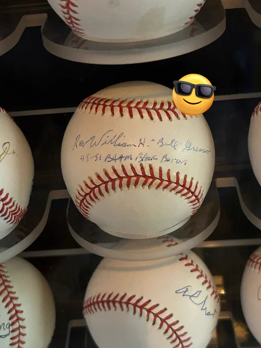 Autographed baseball signed by Rev. Bill Greason. Birmingham Black Barons 1948-51. On display at the Negro Southern League Museum. Birmingham, AL
