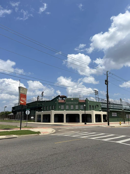 Rickwood Field wide shot of stadium from across the street.