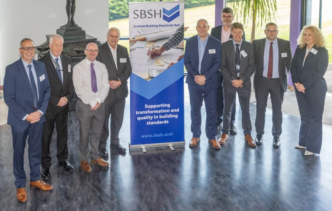 Housing Minister Paul McLennan with stakeholders and Fife Council representatives at the launch of the Scottish Building Standards Hub.