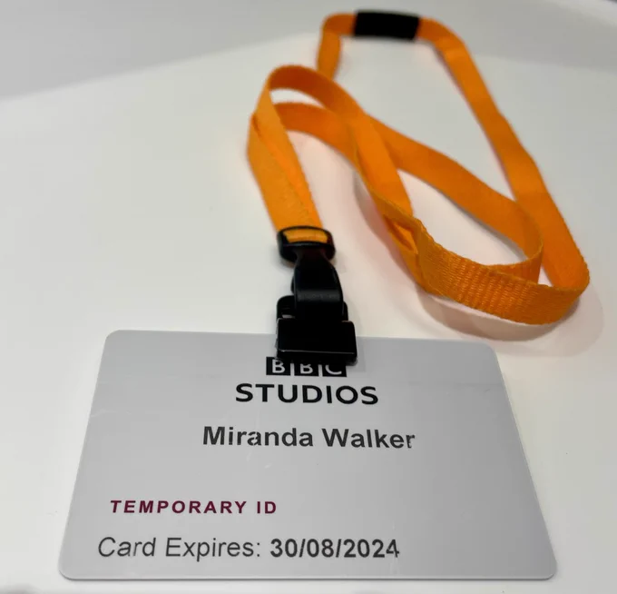 BBC Studio ID Lanyard with Miranda’s name. Card expires 30/08/2024