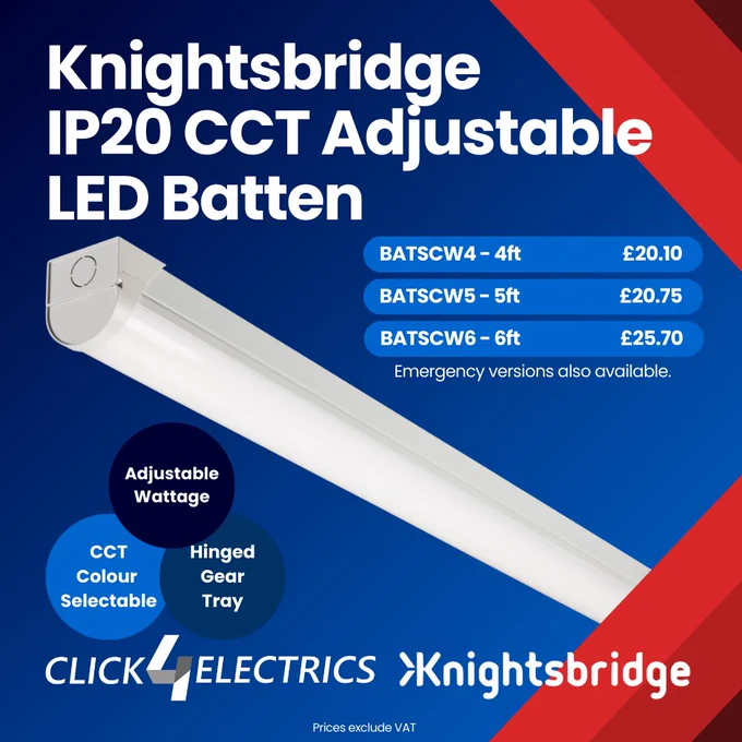 Knightsbridge IP20 CCT Adjustable LED Batten