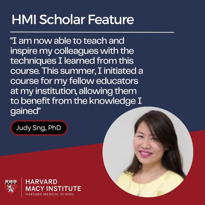 A picture of Judy and a quote that says, "I am now able to teach and inspire my colleagues with the techniques I learned from this course. This summer, I initiated a course for my fellow educators at my institution, allowing them to benefit from the knowledge I gained."