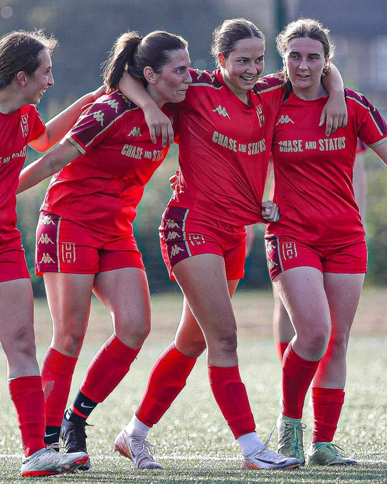 An image of Hammersmith FC celebrating after winning their Adobe Women’s FA Cup first round qualifying game
