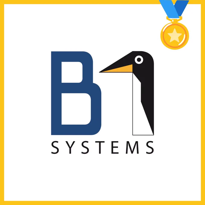 Logo von B1 Systems mit Goldmedaille als Symbol für Goldsponsoring