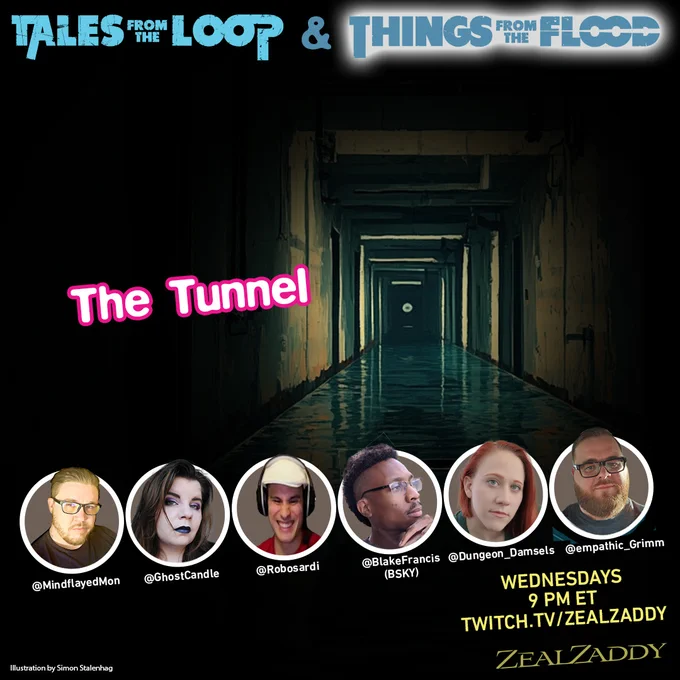 Tonight at 9PM ET – it’s “Tales From the Loop” & “Things From the Flood.” https://twitch.tv/zealzaddy