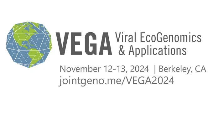 On a white background the VEGA logo appears followed by event information and the URL