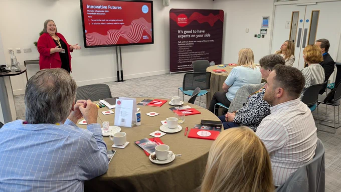 Professor Cathy Barnes hosts stakeholders for Solent University's Innovative Futures roundtable.