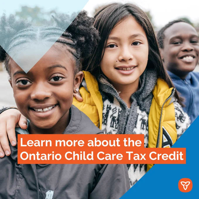 Photo of four kids smiling at the camera.

Text: Learn more about the Ontario Child Care Tax Credit
