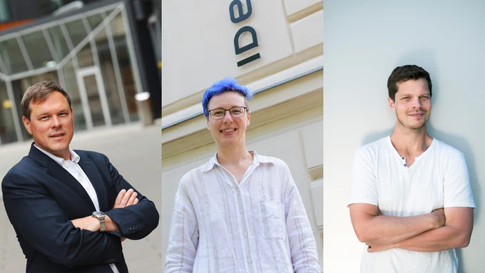 eine Collage von Menschen, die für die Kamera posieren