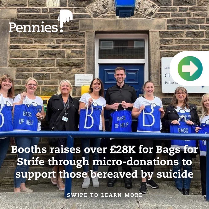 Booths customers supporting BAGS for Strife through micro-donations