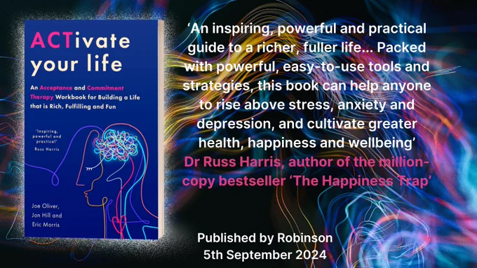 Cover of ACTivate Your Life alongside an endorsement by Dr Russ Harris