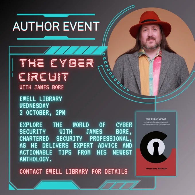 #WhatsOnEwell #WhatsOnEpsom #CyberSecurity #BookEvent #AuthorTalk #EwellLibrary #FreeEvent #JamesBore #BookSigning 