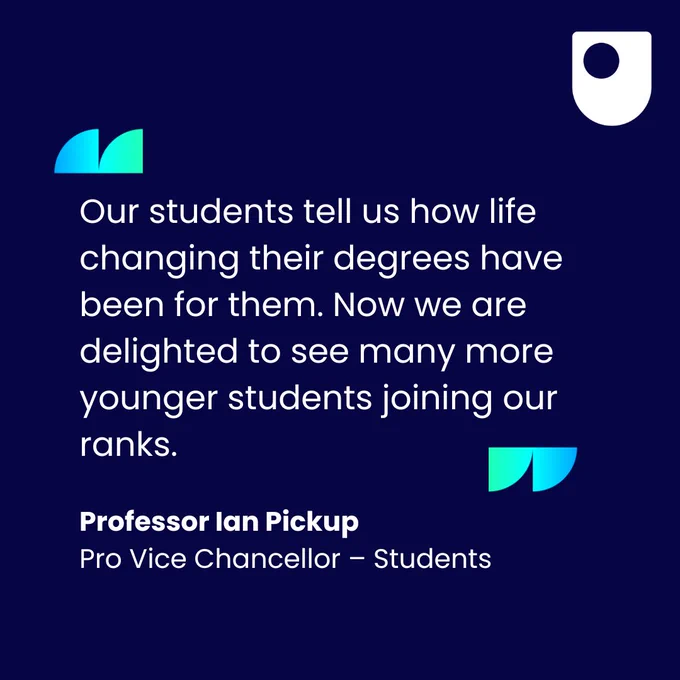 Our students tell us how life changing their degrees have been for them. Now we are delighted to see many more younger students joining our ranks. - Professor Ian Pickup, Pro Vice Chancellor - Students