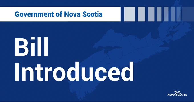 Graphic of an outline of Nova Scotia next to the words: Bill introduced