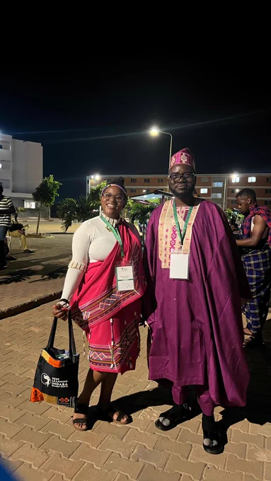 A beautiful evening in Senegal, the Africa spirit is high. Moya my south Africa friend in her traditional attire