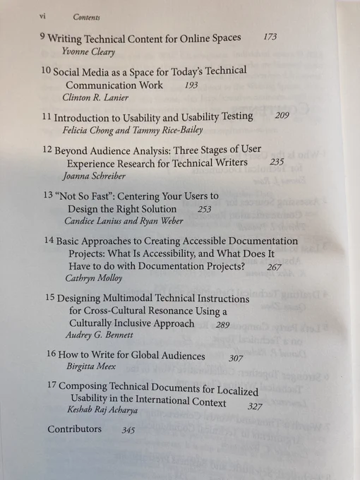 Book contents listing chapters 9 to 17.
