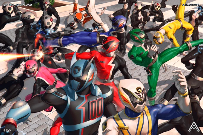 Illustration of Power Rangers S.P.D. by AzizDraws