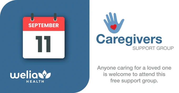 Caregivers and welia health logo with september 11th calendar, description below