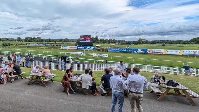 The Delio team looking out at Chepstow Racecourse.