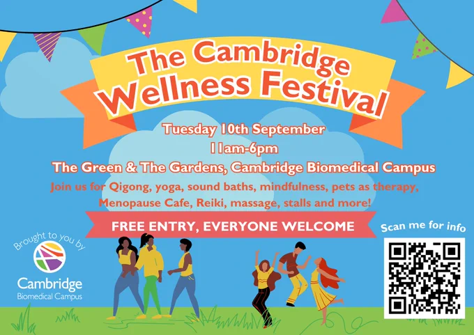 Cambridge Wellness Festival, Tuesday 10 September, 11am-6pm. Free entry, all welcome!
