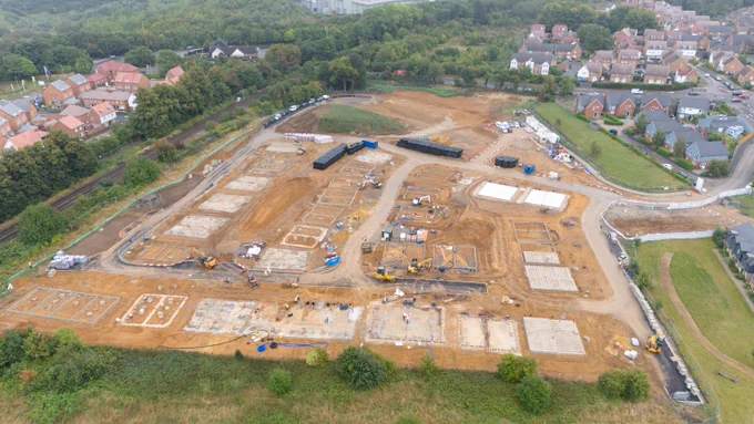 An aerial view of the Castor Park site in Allington. Currently in development.