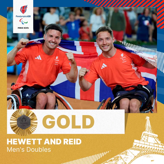 Gold medal graphic for Hewett and Reid men’s wheelchair tennis doubles