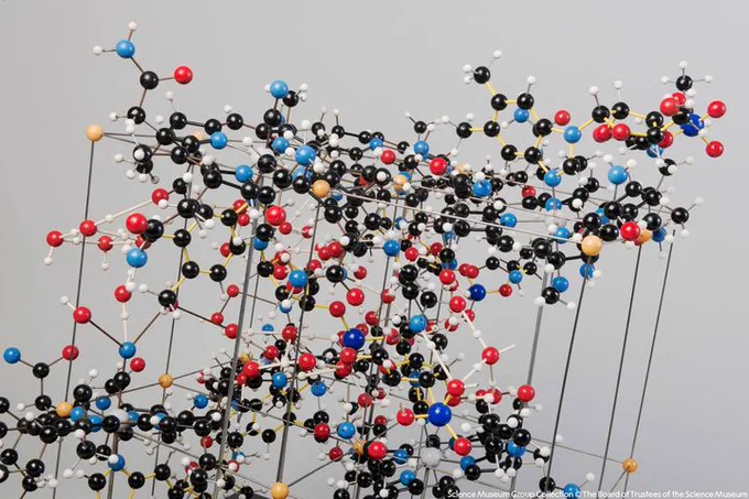 Detail from a model of the crystal structure of vitamin B12.